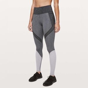 EUC Lululemon Early Extension heathered black titanium silver screen Sz 2
